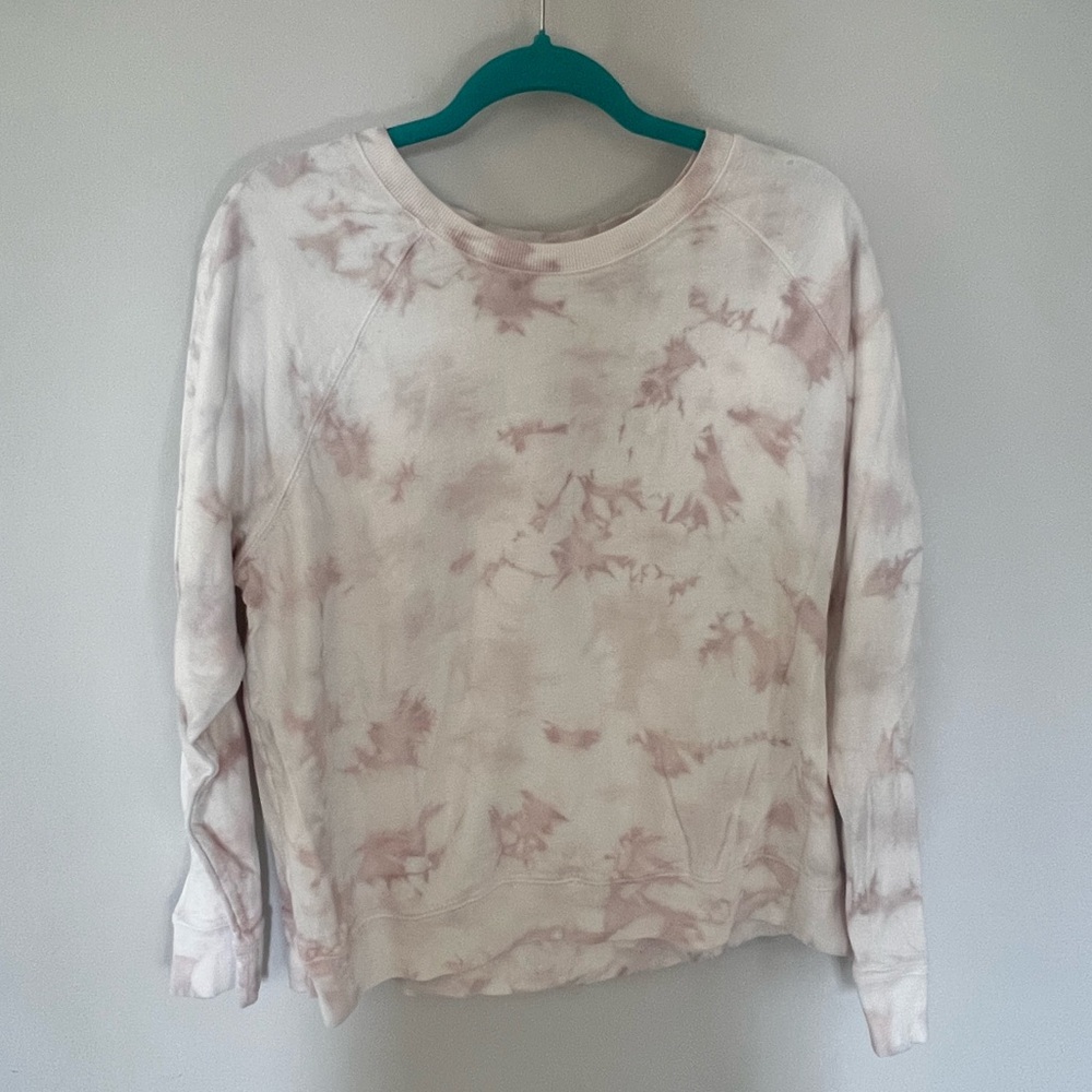Athleta Sundown Soft Dusty Pink Tie-Dye Crewneck Sweatshirt - Women’s Large - Picture 2 of 9